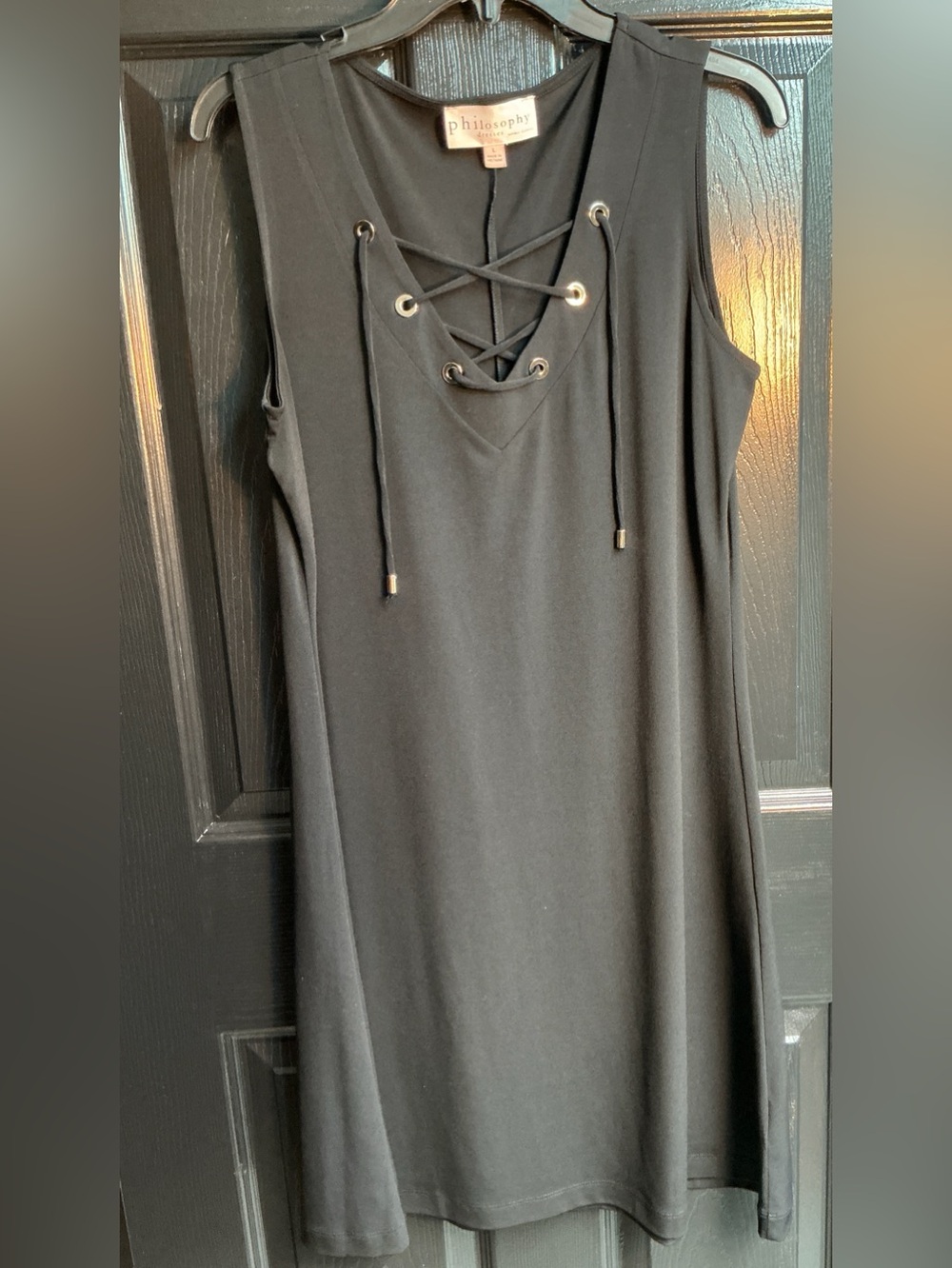 Philosophy Black Lace-Up Sleeveless Shift Dress